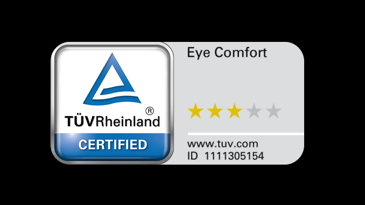 Comfort visivo certificato da TÜV Rheinland